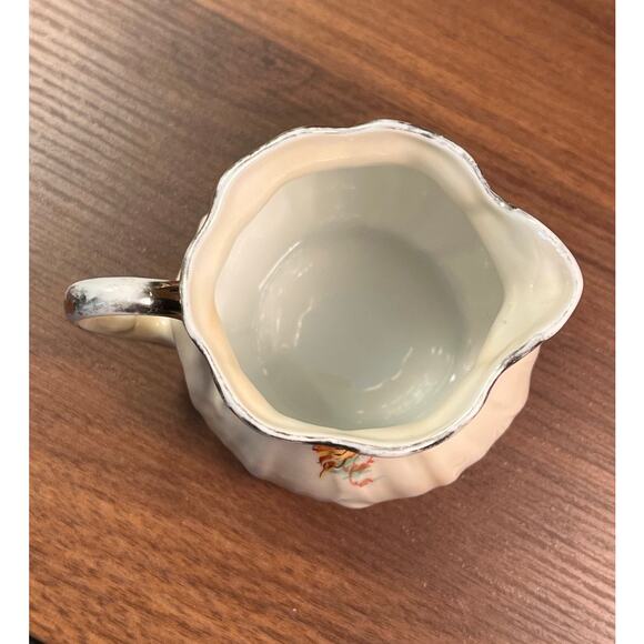 VTG P.A.L.T. Czecho-Slovakia Creamer Pitcher Hand Painted Floral 350 Silver Trim - Picture 8 of 8